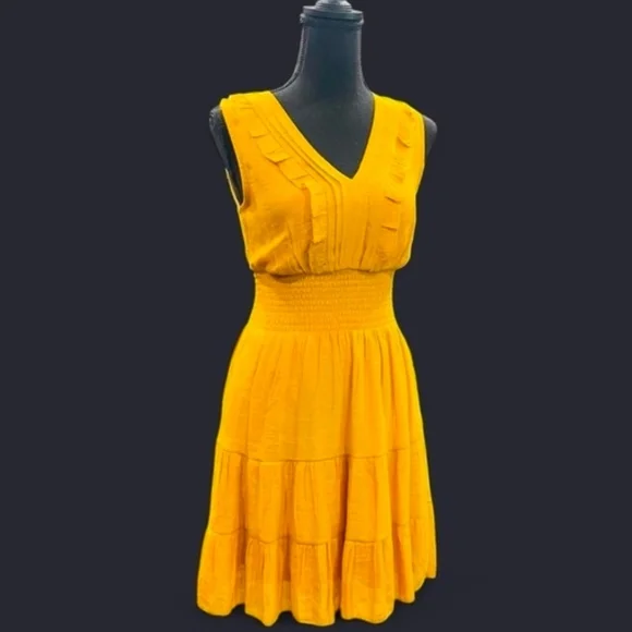 J Gee Chic Sleeveless Yellow Mini Dress (Petite Size XL) - Picture 1 of 3